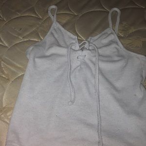 Blue tank top crossed in the front